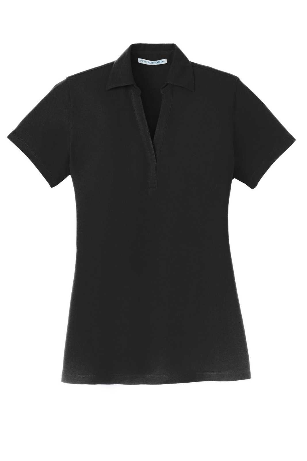 Port Authority L5001 Ladies Silk Touch Y-Neck Polo - Black - HIT a Double - 5