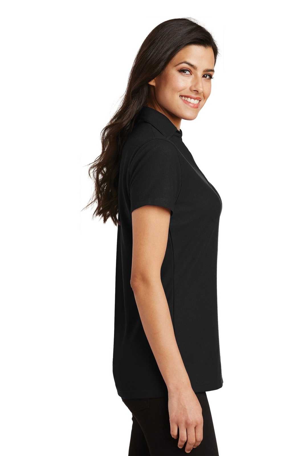 Port Authority L5001 Ladies Silk Touch Y-Neck Polo - Black - HIT a Double - 3
