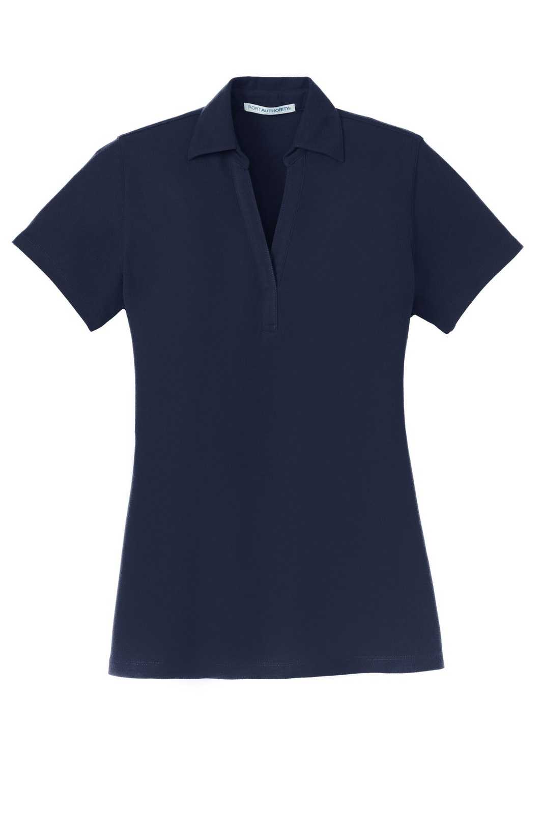 Port Authority L5001 Ladies Silk Touch Y-Neck Polo - Navy - HIT a Double - 5