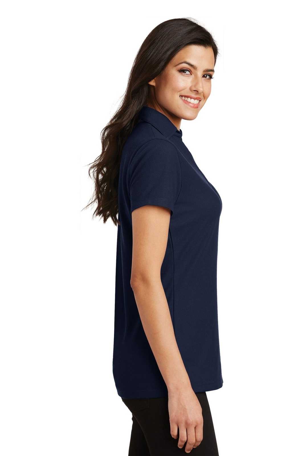 Port Authority L5001 Ladies Silk Touch Y-Neck Polo - Navy - HIT a Double - 3