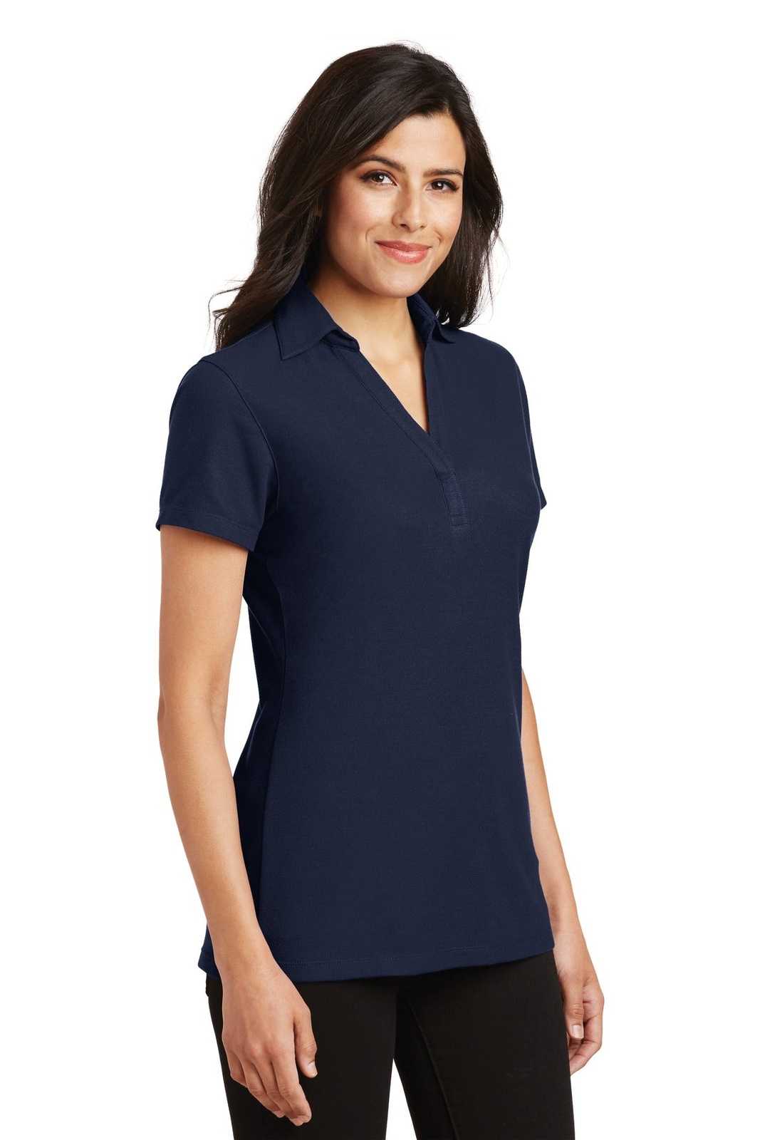 Port Authority L5001 Ladies Silk Touch Y-Neck Polo - Navy - HIT a Double - 4