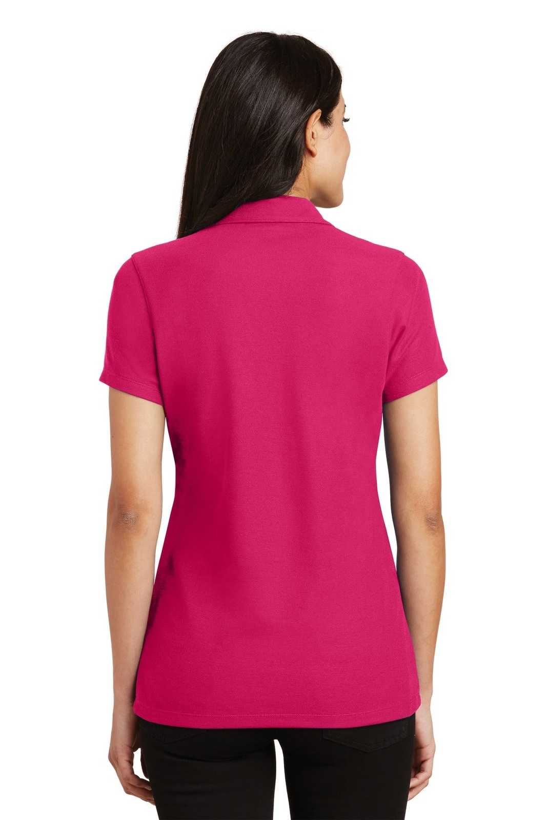 Port Authority L5001 Ladies Silk Touch Y-Neck Polo - Pink Raspberry - HIT a Double - 2