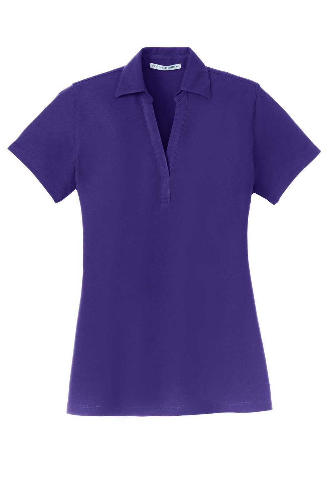 Port Authority L5001 Ladies Silk Touch Y-Neck Polo - Purple - HIT a Double - 5
