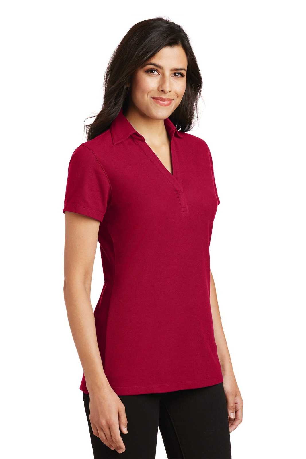 Port Authority L5001 Ladies Silk Touch Y-Neck Polo - Red - HIT a Double - 4