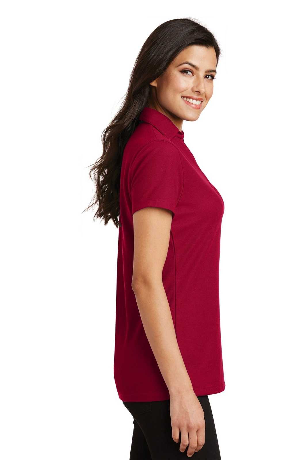 Port Authority L5001 Ladies Silk Touch Y-Neck Polo - Red - HIT a Double - 3