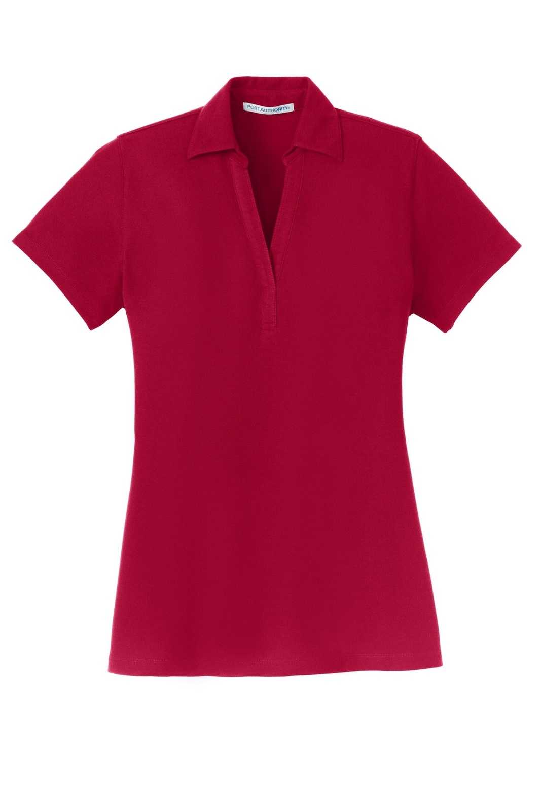 Port Authority L5001 Ladies Silk Touch Y-Neck Polo - Red - HIT a Double - 5