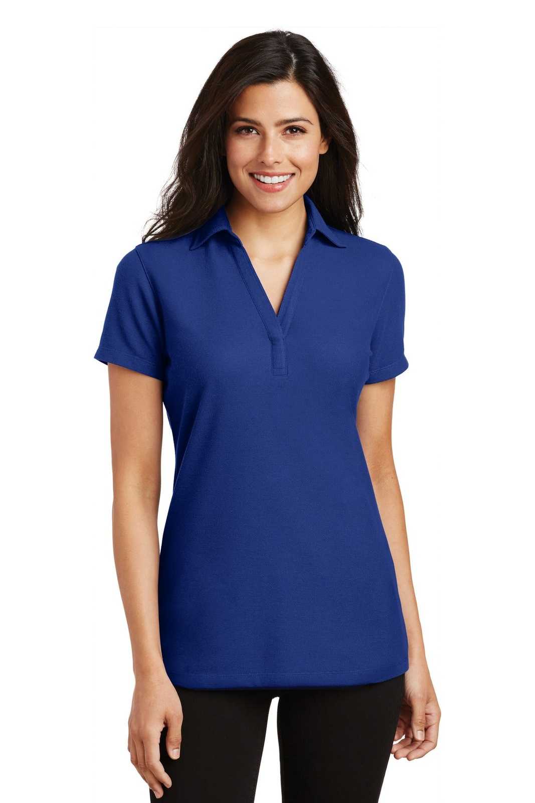 Port Authority L5001 Ladies Silk Touch Y-Neck Polo - Royal - HIT a Double - 1