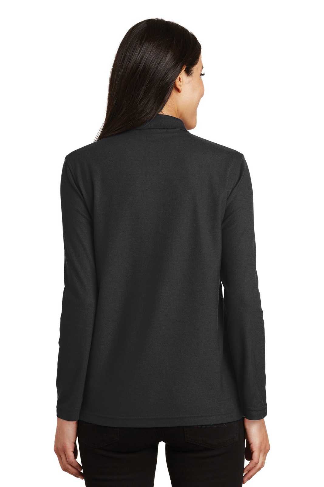 Port Authority L500LS Ladies Silk Touch Long Sleeve Polo - Black - HIT a Double - 2