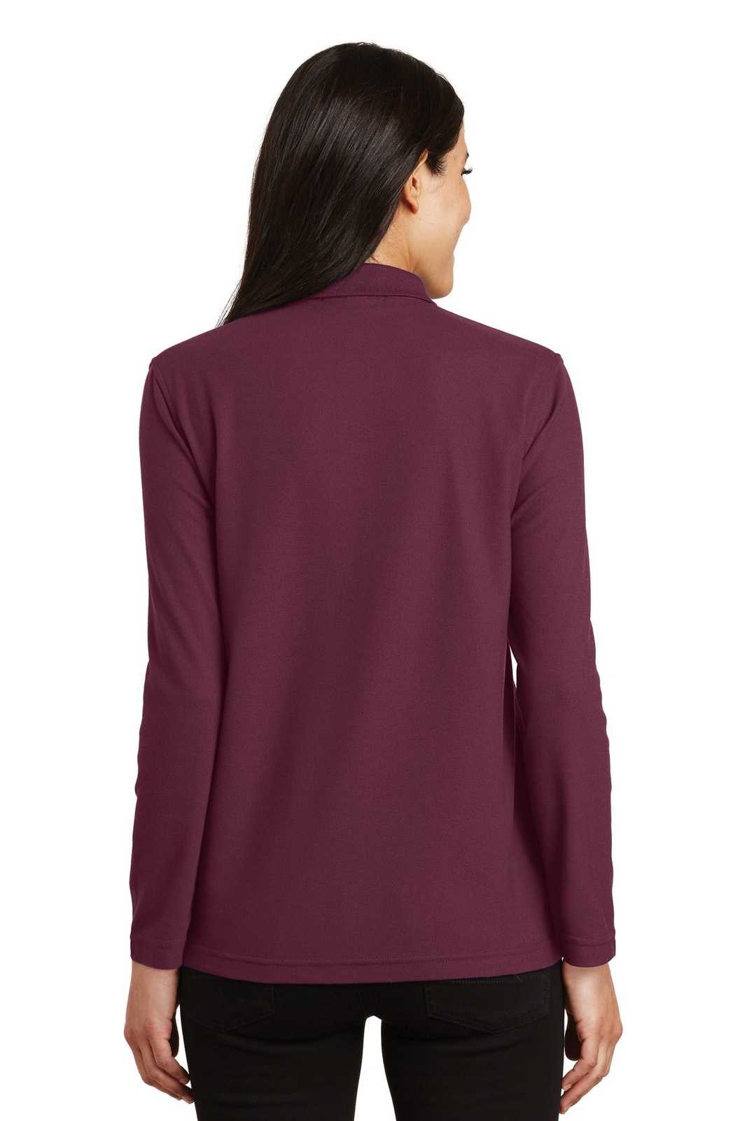 Port Authority L500LS Ladies Silk Touch Long Sleeve Polo - Burgundy - HIT a Double - 2