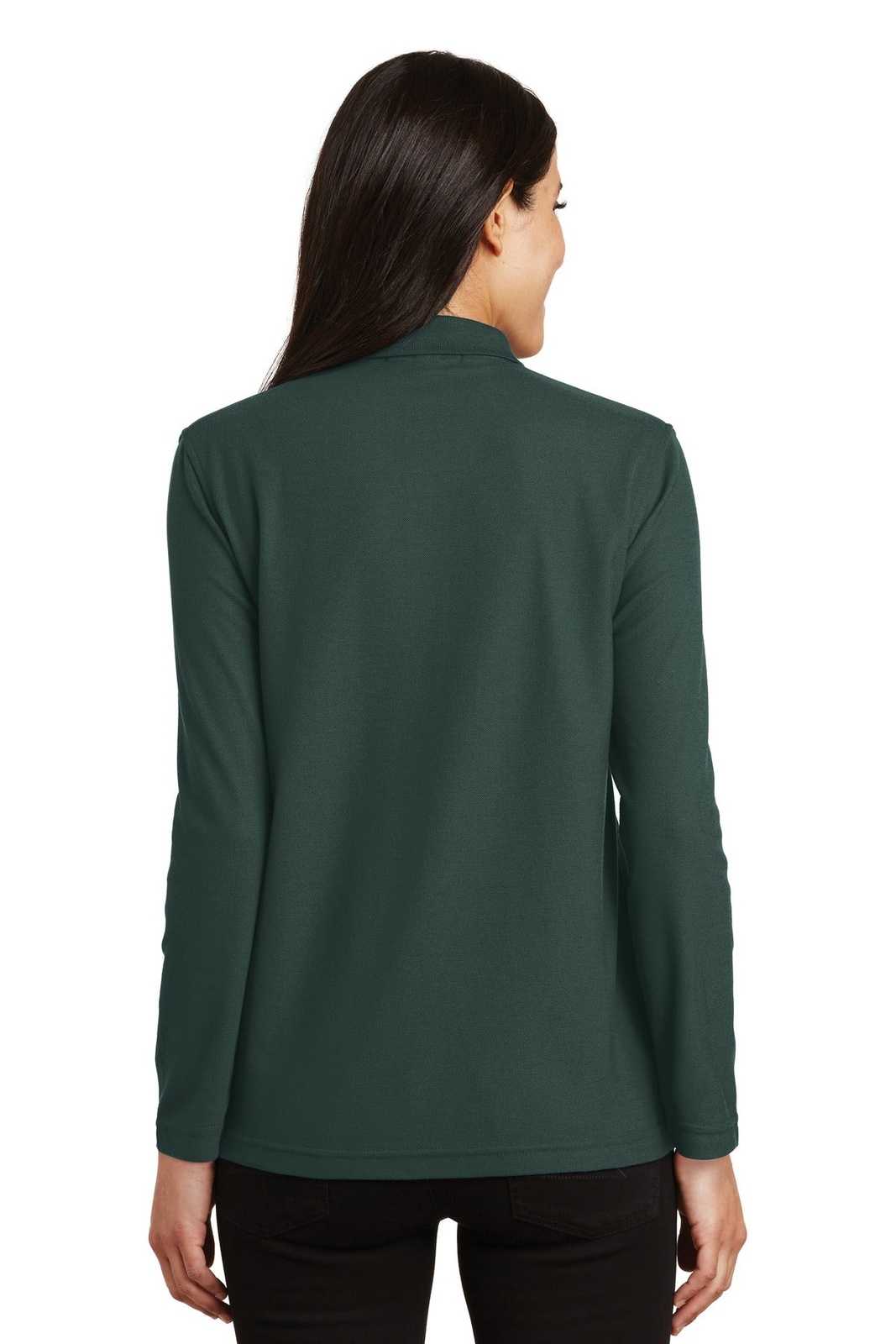 Port Authority L500LS Ladies Silk Touch Long Sleeve Polo - Dark Green - HIT a Double - 2