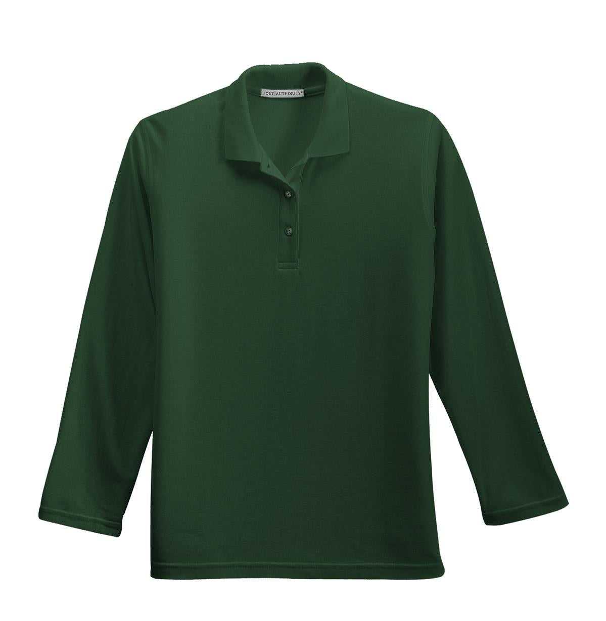 Port Authority L500LS Ladies Silk Touch Long Sleeve Polo - Dark Green - HIT a Double - 5