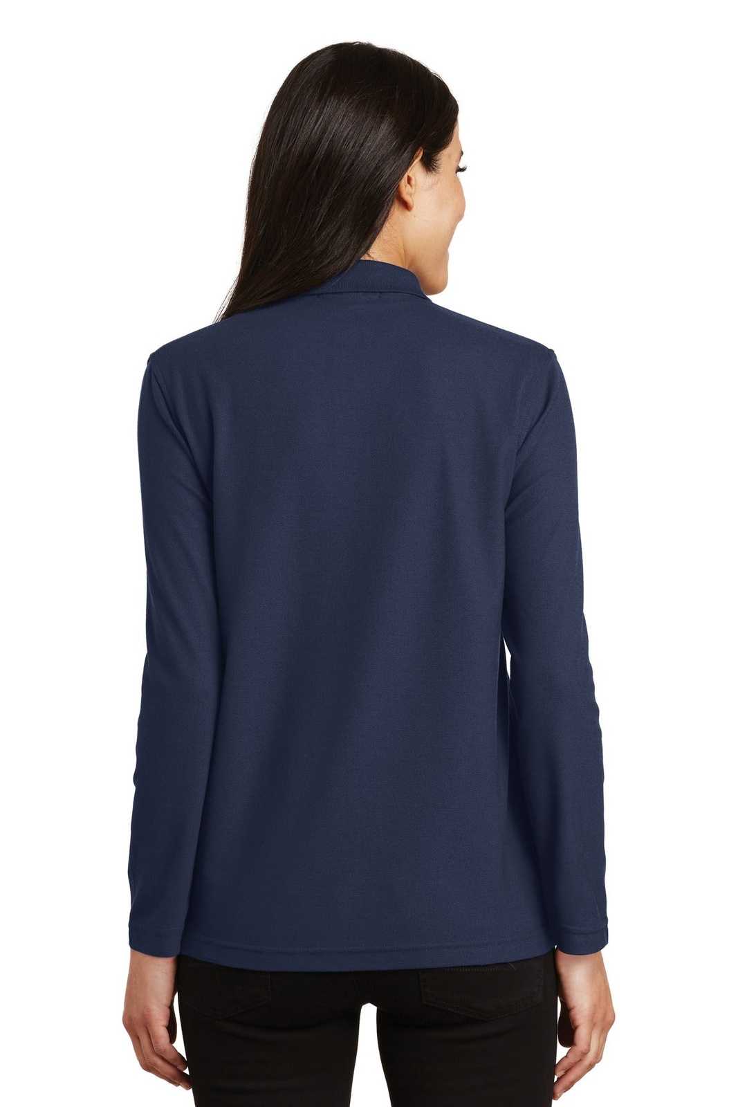 Port Authority L500LS Ladies Silk Touch Long Sleeve Polo - Navy - HIT a Double - 2