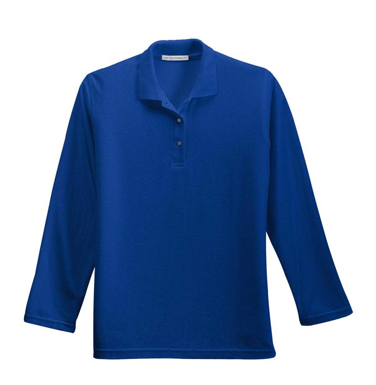 Port Authority L500LS Ladies Silk Touch Long Sleeve Polo - Royal - HIT a Double - 5