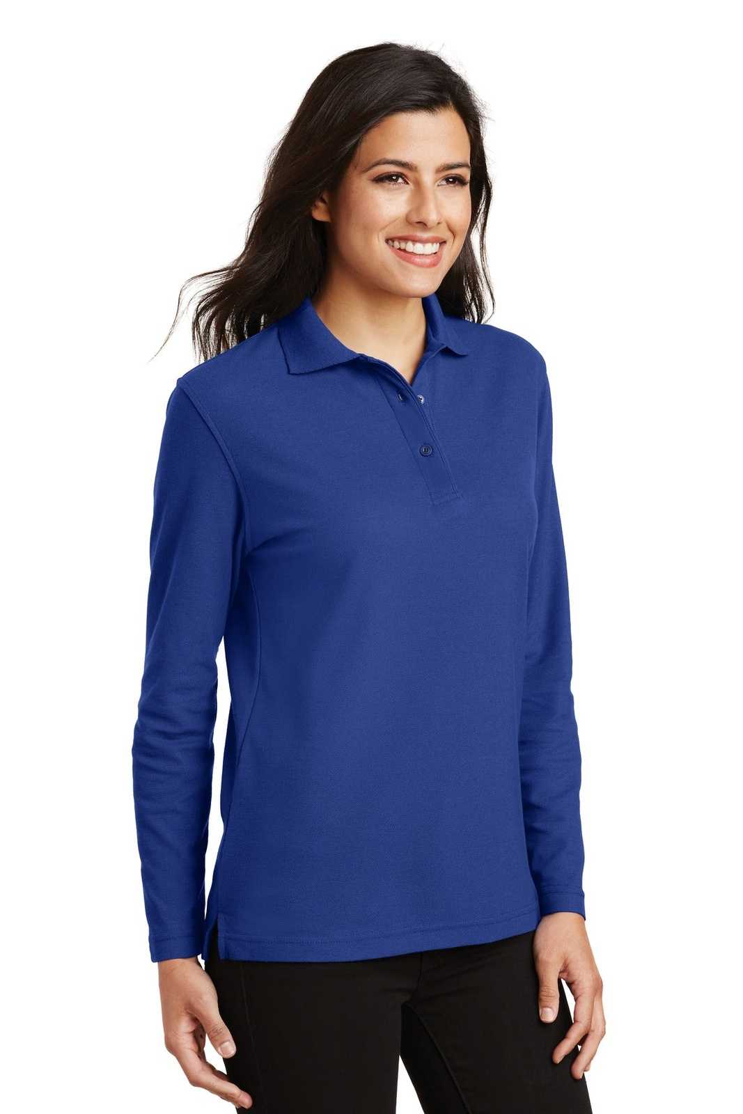 Port Authority L500LS Ladies Silk Touch Long Sleeve Polo - Royal - HIT a Double - 4