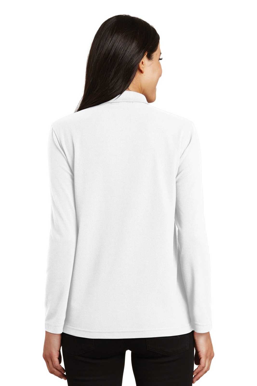 Port Authority L500LS Ladies Silk Touch Long Sleeve Polo - White - HIT a Double - 2