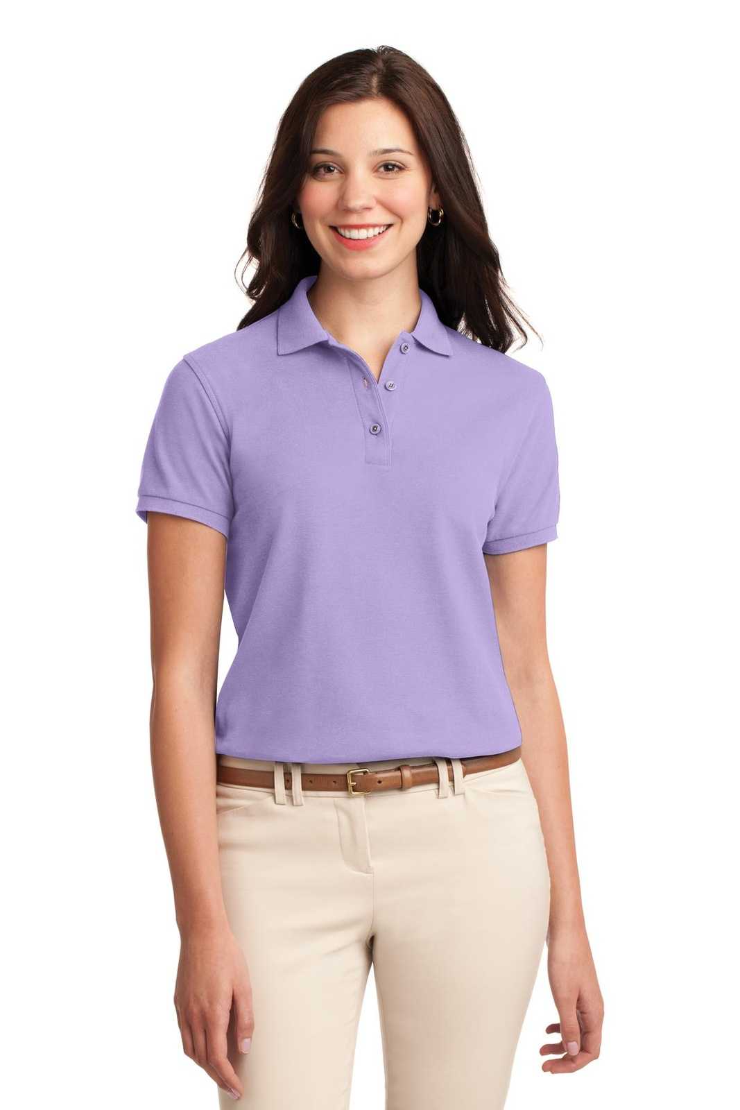 Port Authority L500 Ladies Silk Touch Polo - Bright Lavender - HIT a Double - 1