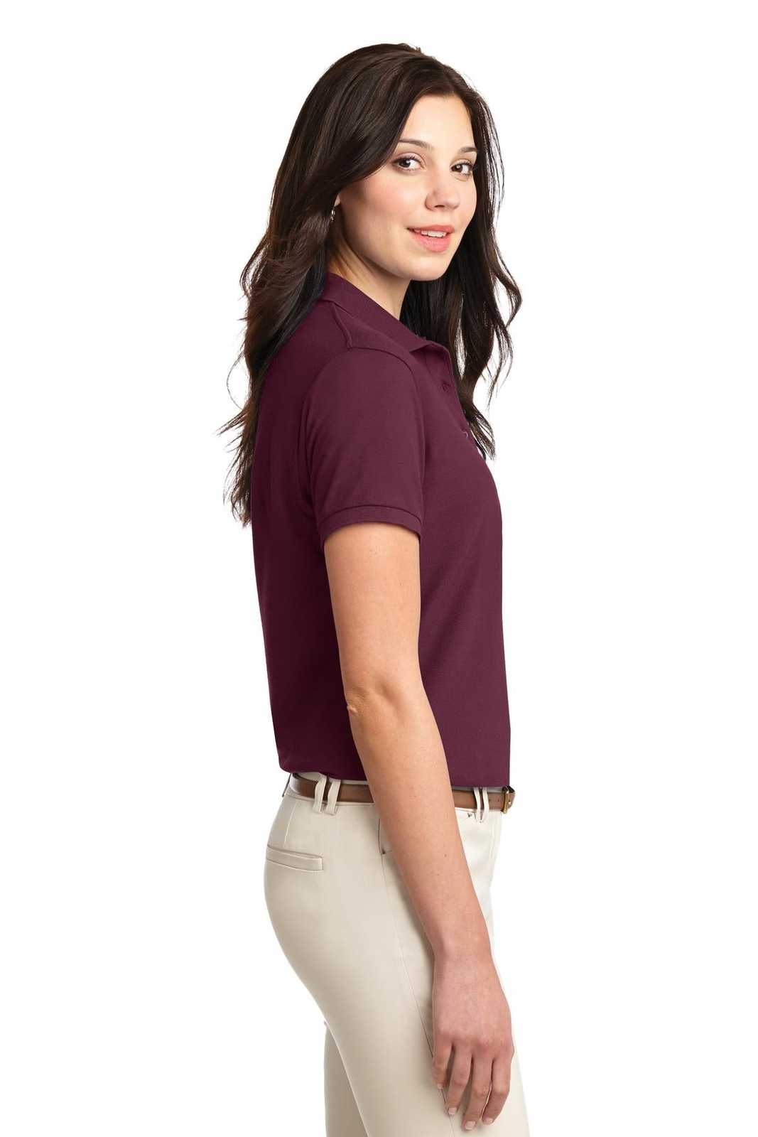 Port Authority L500 Ladies Silk Touch Polo - Burgundy - HIT a Double - 3
