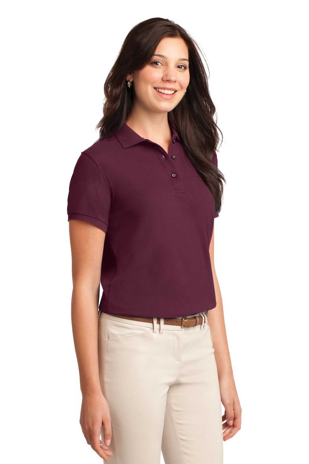 Port Authority L500 Ladies Silk Touch Polo - Burgundy - HIT a Double - 4