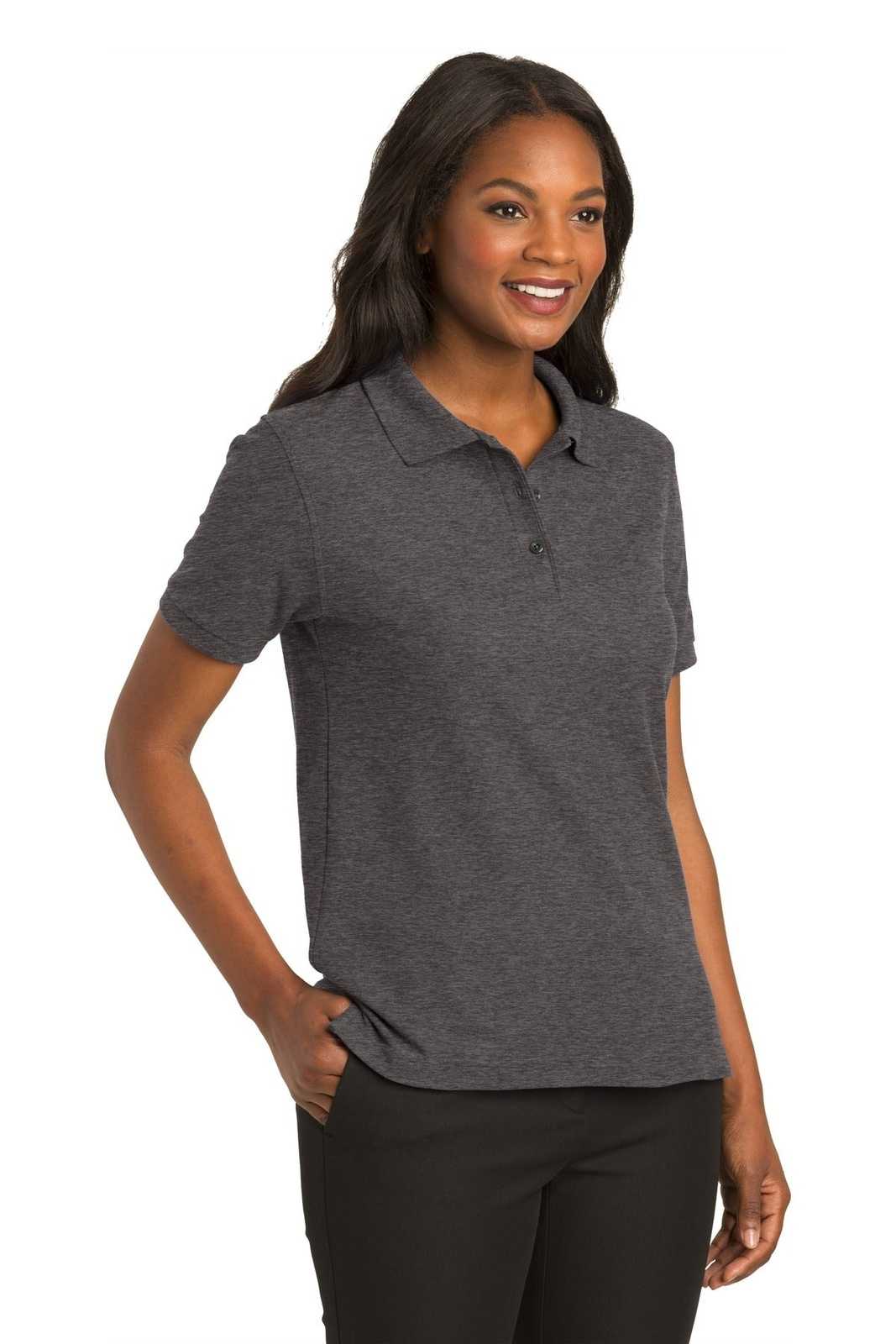 Port Authority L500 Ladies Silk Touch Polo - Charcoal Heather Gray - HIT a Double - 4