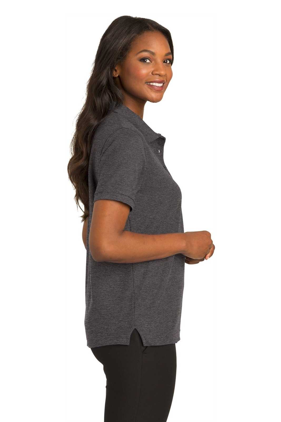 Port Authority L500 Ladies Silk Touch Polo - Charcoal Heather Gray - HIT a Double - 3
