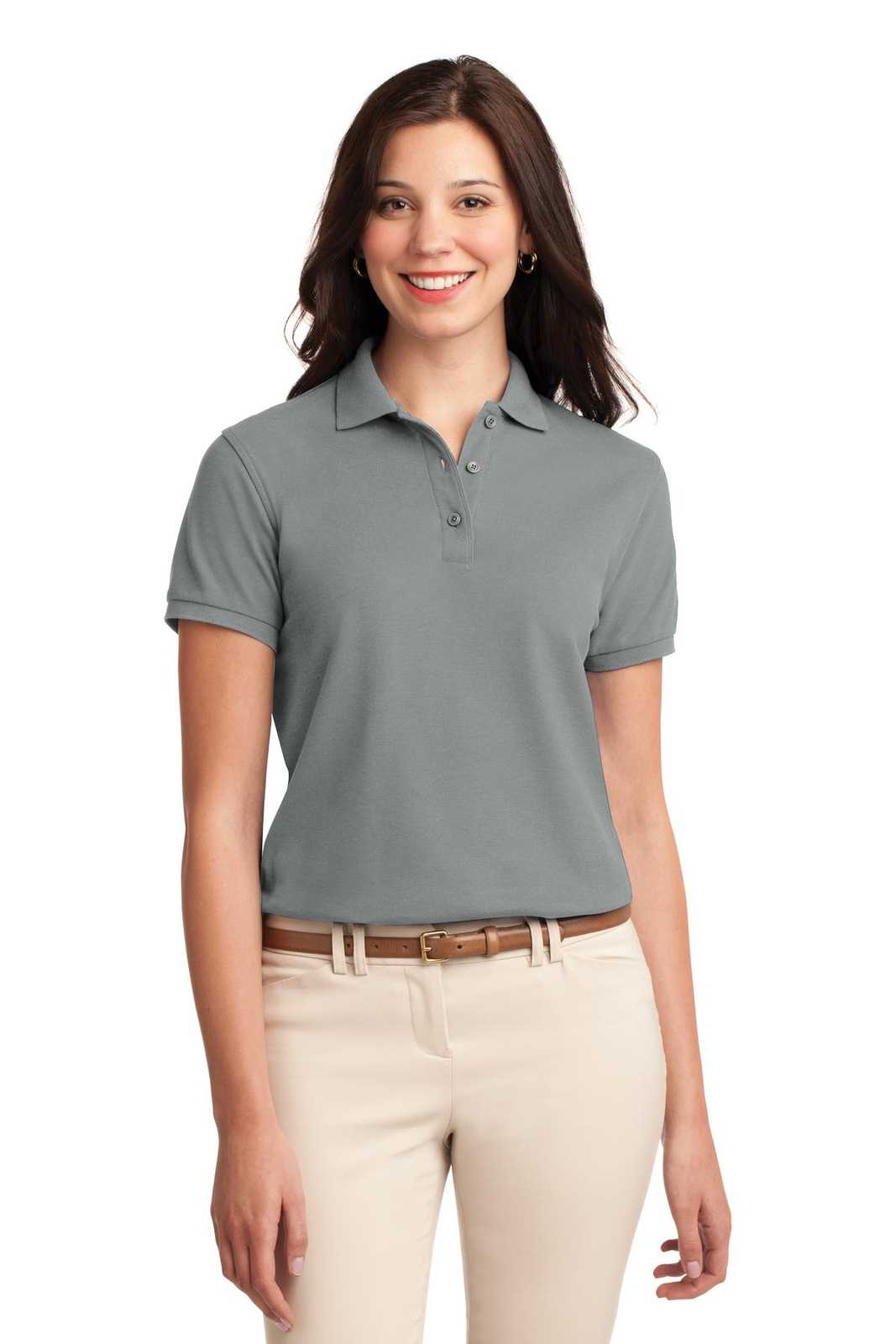 Port Authority L500 Ladies Silk Touch Polo - Cool Gray - HIT a Double - 1