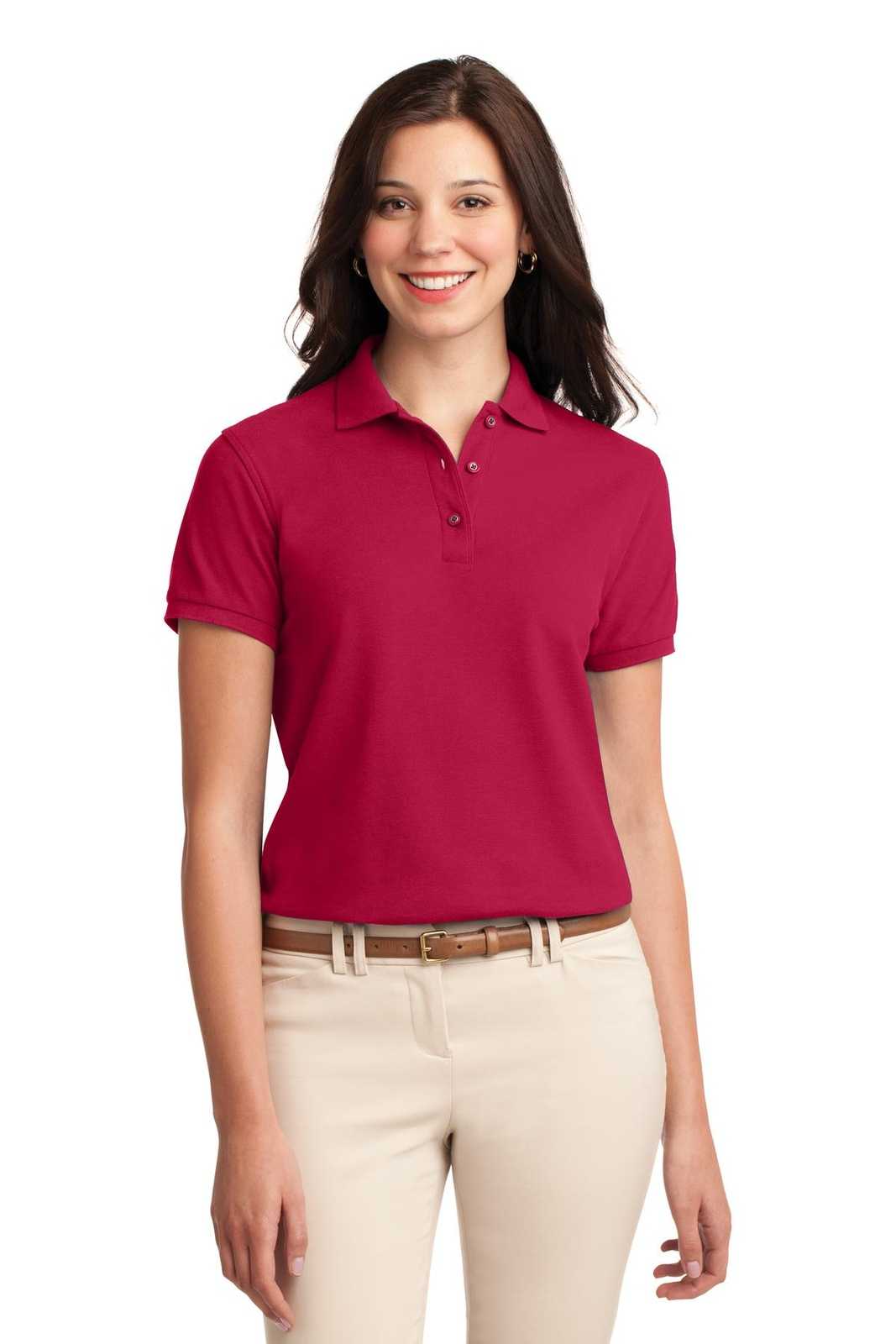 Port Authority L500 Ladies Silk Touch Polo - Red - HIT a Double - 1