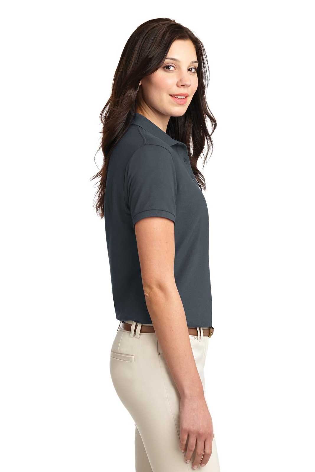 Port Authority L500 Ladies Silk Touch Polo - Steel Gray - HIT a Double - 3