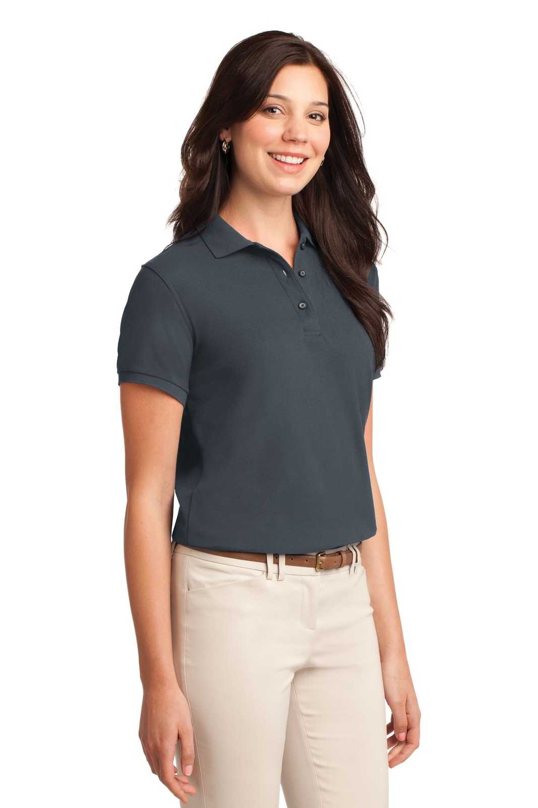 Port Authority L500 Ladies Silk Touch Polo - Steel Gray - HIT a Double - 4