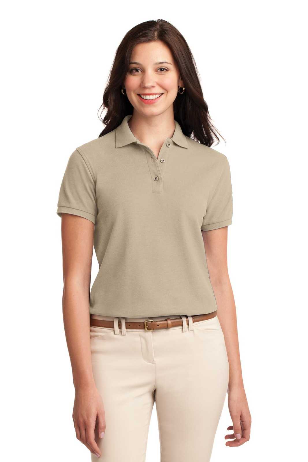 Port Authority L500 Ladies Silk Touch Polo - Stone - HIT a Double - 1