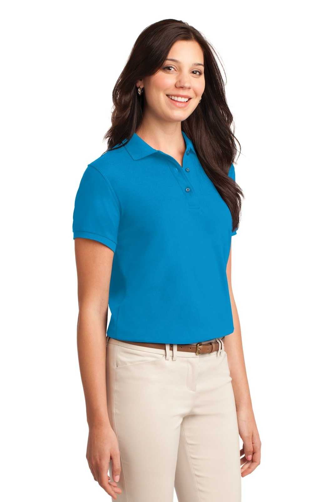 Port Authority L500 Ladies Silk Touch Polo - Turquoise - HIT a Double - 4
