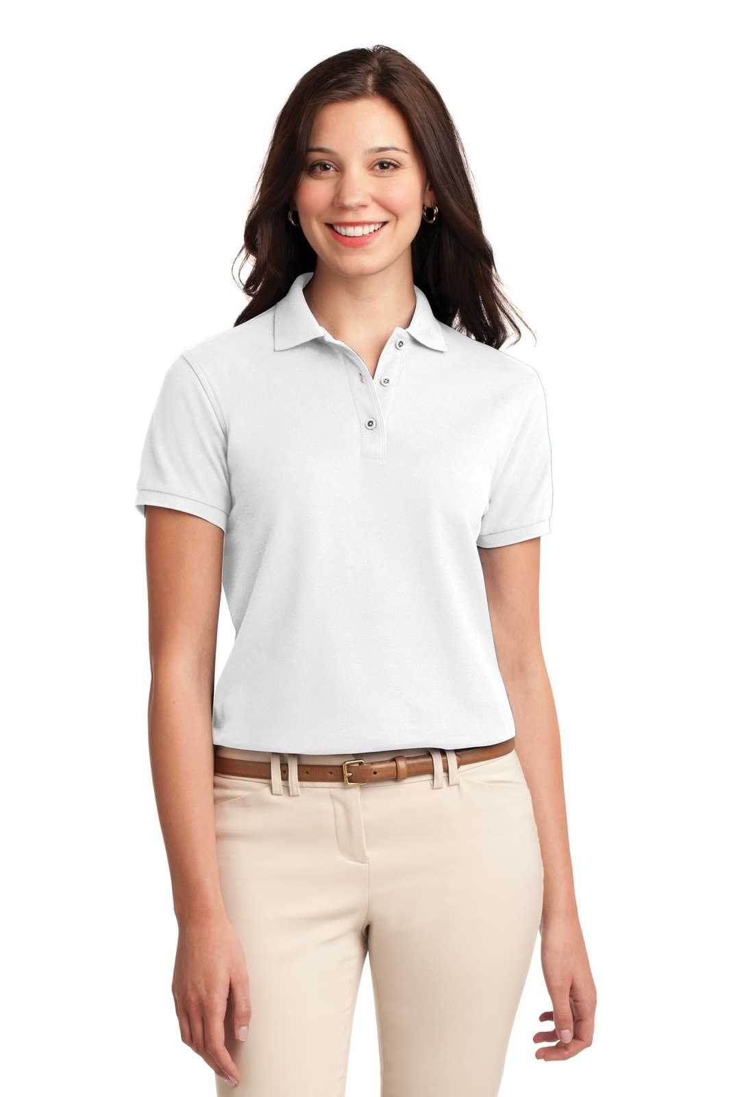 Port Authority L500 Ladies Silk Touch Polo - White - HIT a Double - 1