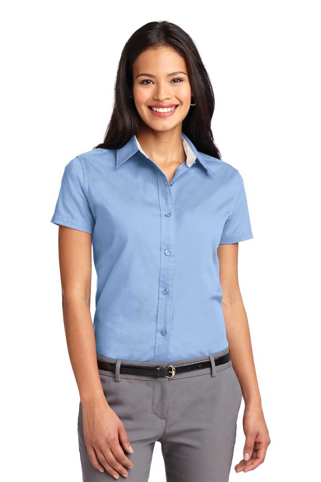 Port Authority L508 Ladies Short Sleeve Easy Care Shirt - Light Blue Light Stone - HIT a Double - 1