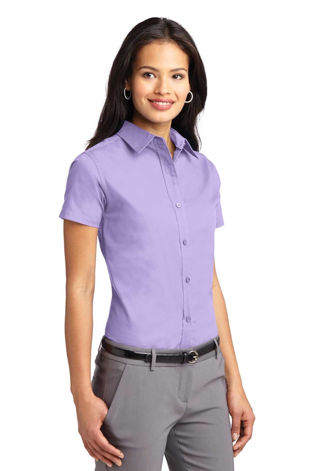 Port Authority L508 Ladies Short Sleeve Easy Care Shirt - Bright Lavender - HIT a Double - 4