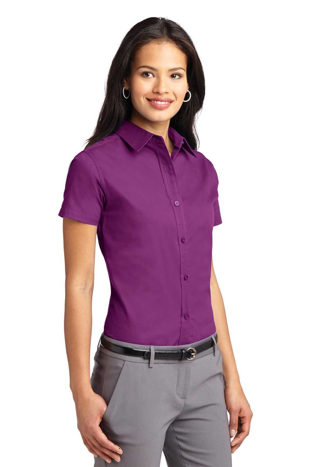 Port Authority L508 Ladies Short Sleeve Easy Care Shirt - Deep Berry - HIT a Double - 4