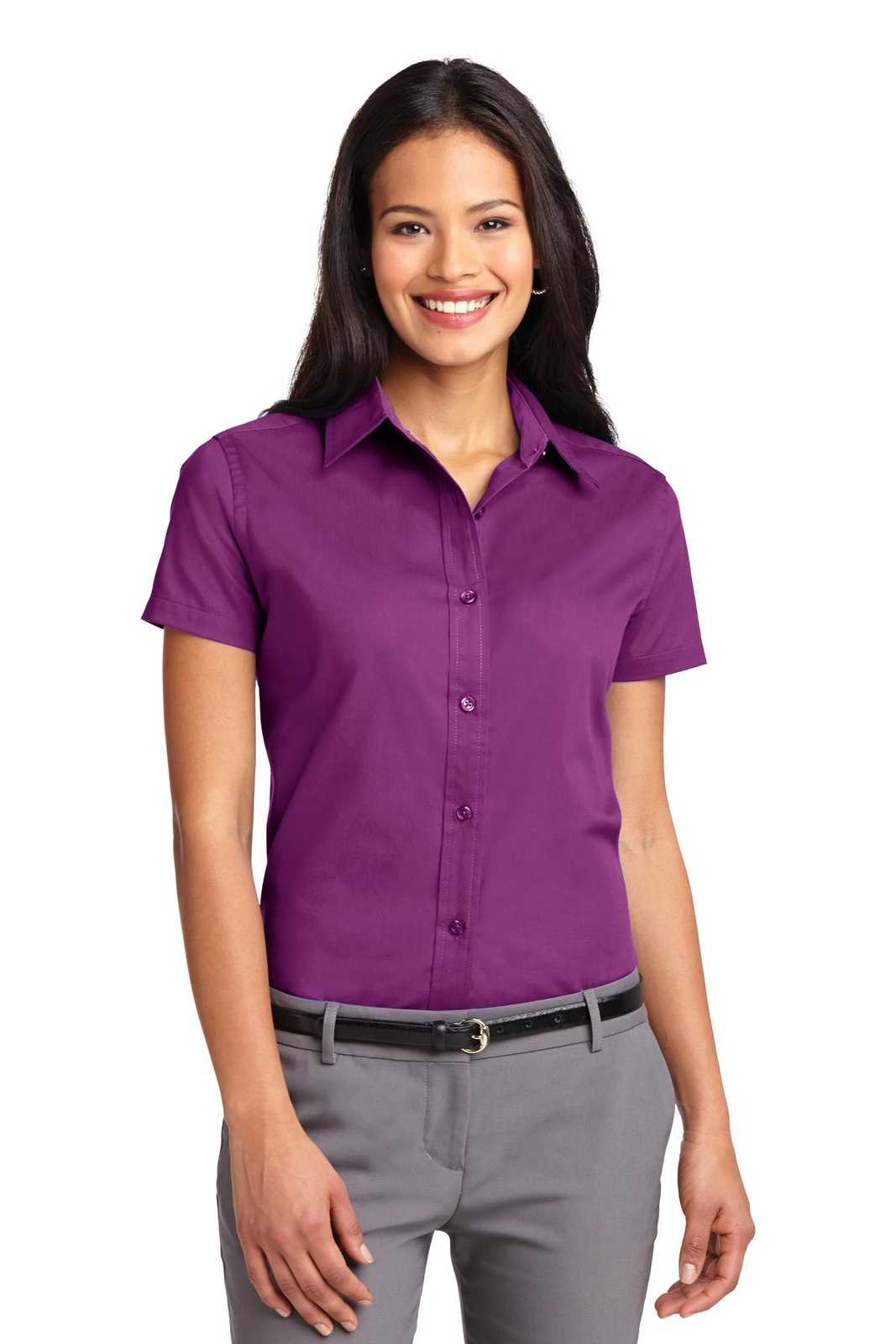 Port Authority L508 Ladies Short Sleeve Easy Care Shirt - Deep Berry - HIT a Double - 1