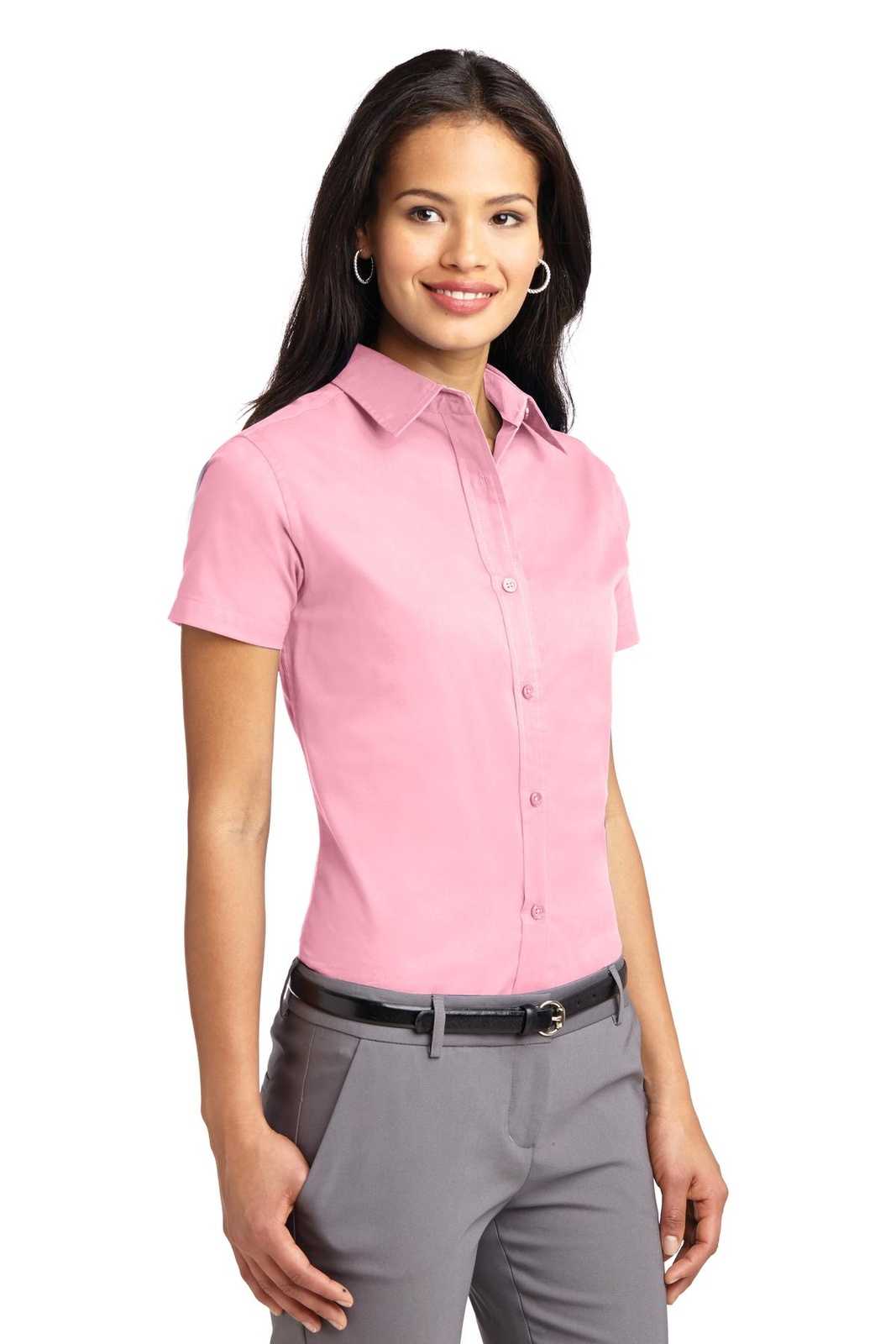Port Authority L508 Ladies Short Sleeve Easy Care Shirt - Light Pink - HIT a Double - 4