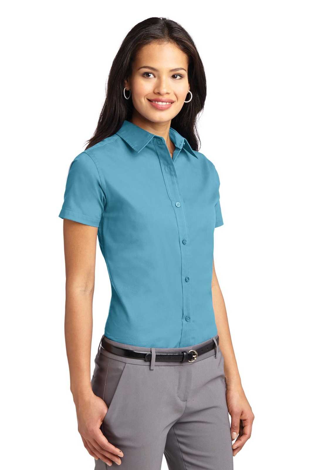 Port Authority L508 Ladies Short Sleeve Easy Care Shirt - Maui Blue - HIT a Double - 4