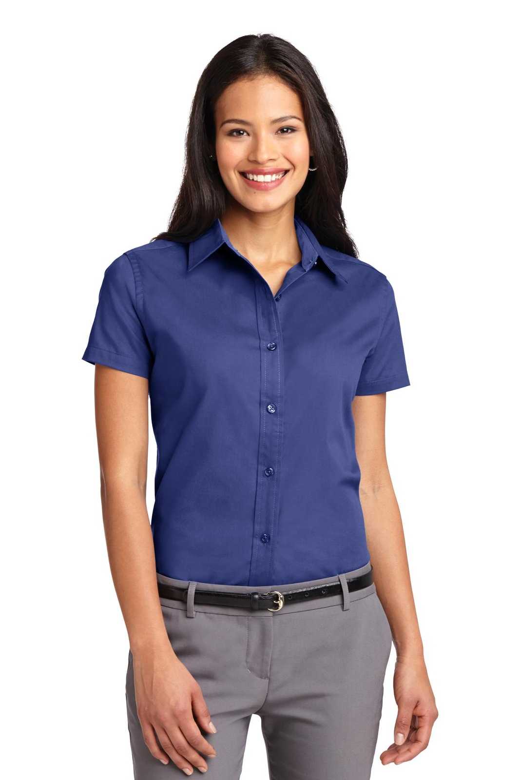 Port Authority L508 Ladies Short Sleeve Easy Care Shirt - Mediterranean Blue - HIT a Double - 1