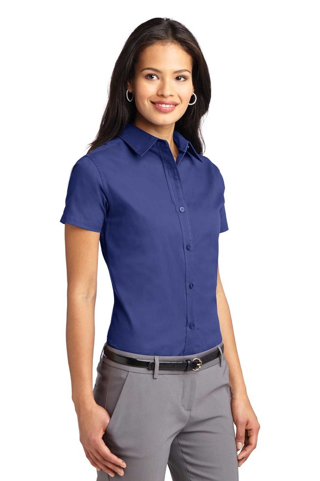 Port Authority L508 Ladies Short Sleeve Easy Care Shirt - Mediterranean Blue - HIT a Double - 4