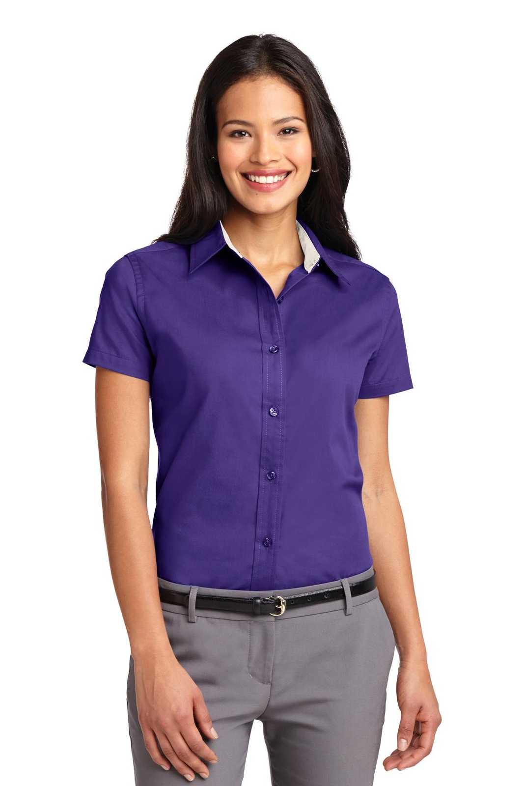 Port Authority L508 Ladies Short Sleeve Easy Care Shirt - Purple Light Stone - HIT a Double - 1
