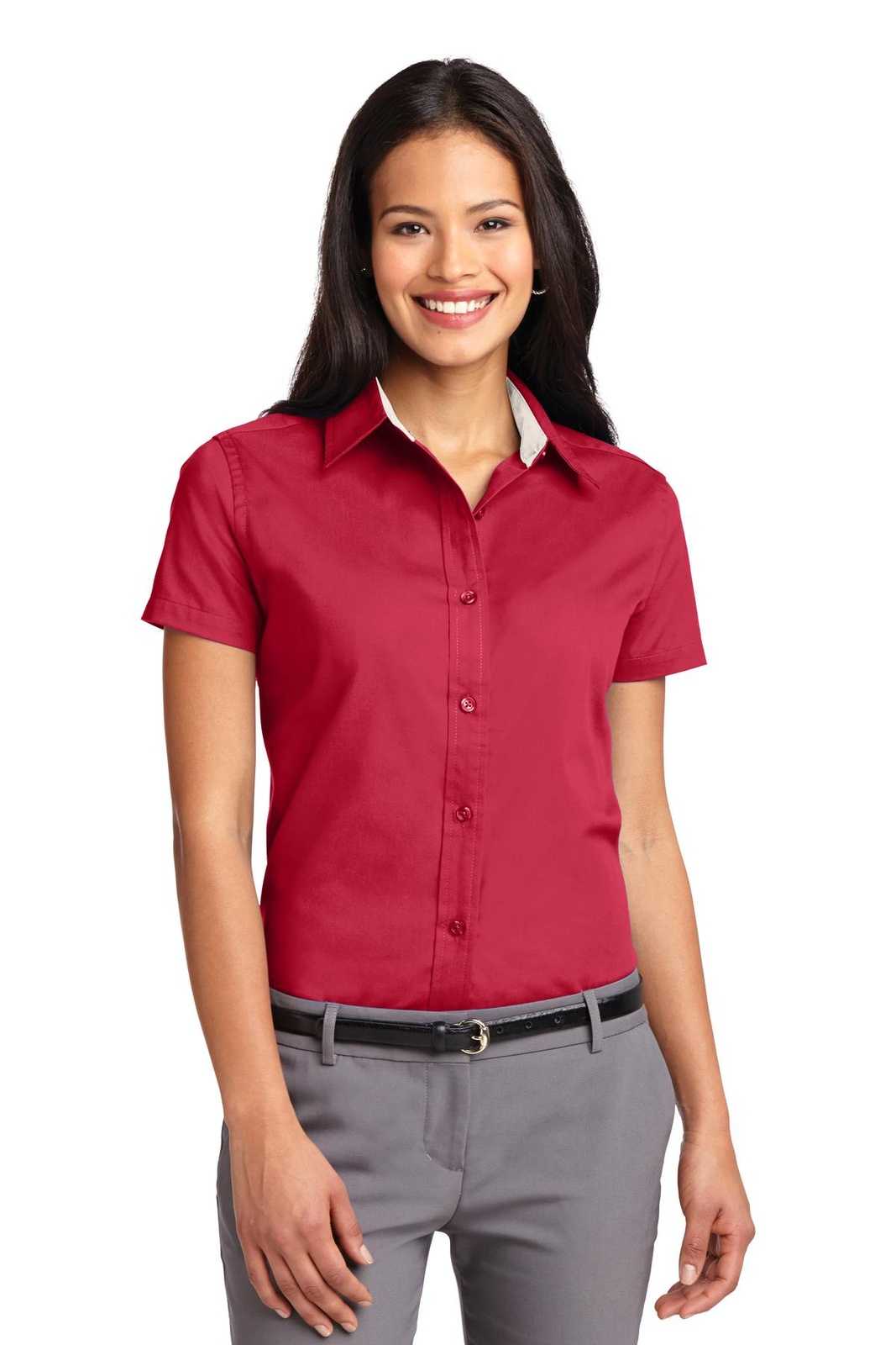 Port Authority L508 Ladies Short Sleeve Easy Care Shirt - Red Light Stone - HIT a Double - 1