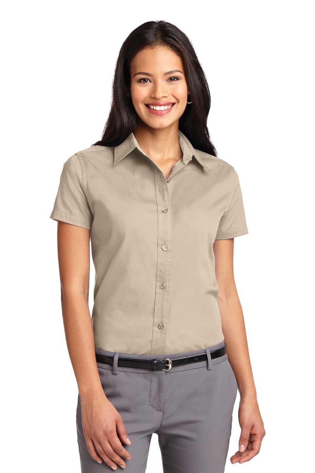 Port Authority L508 Ladies Short Sleeve Easy Care Shirt - Stone - HIT a Double - 1
