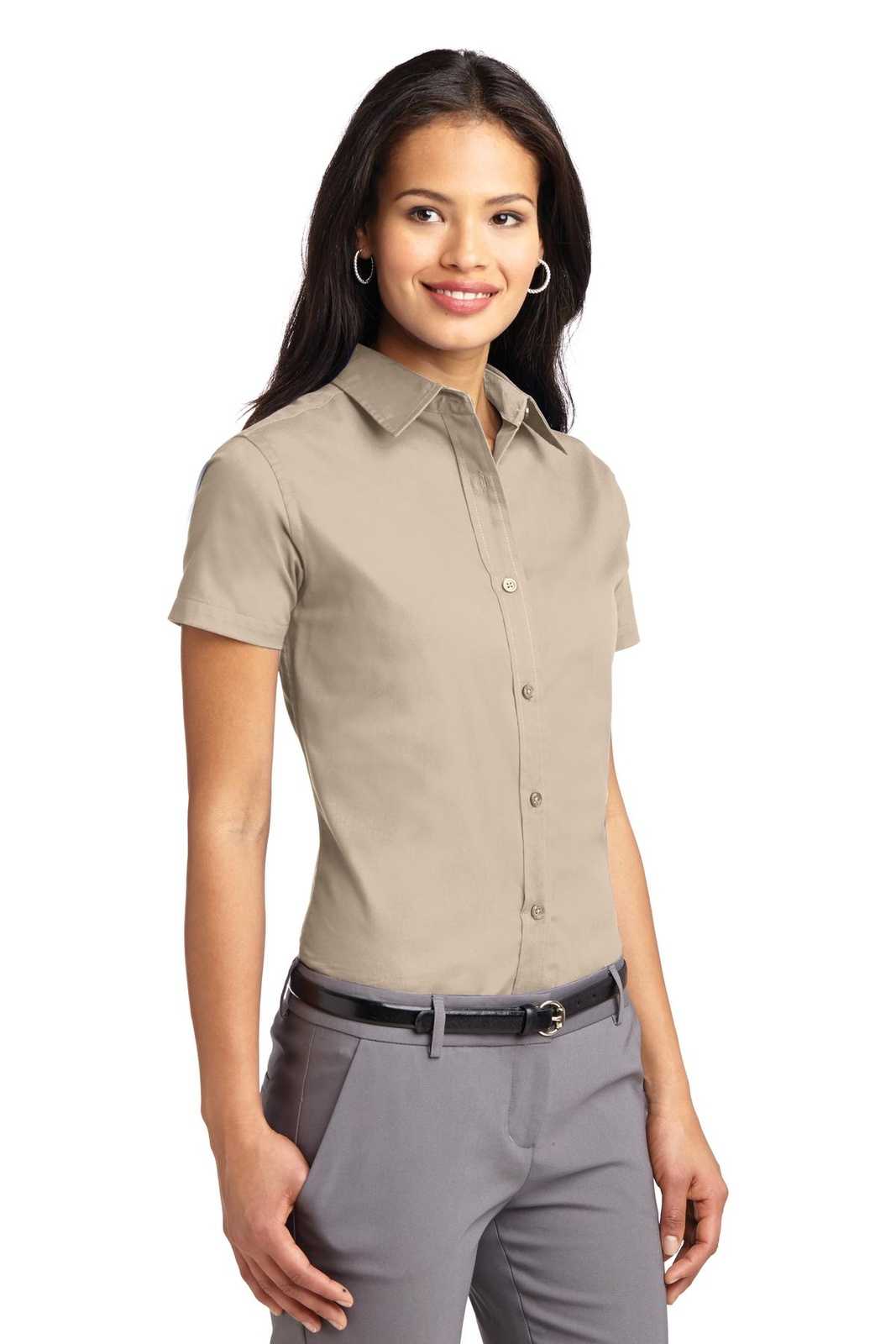 Port Authority L508 Ladies Short Sleeve Easy Care Shirt - Stone - HIT a Double - 4