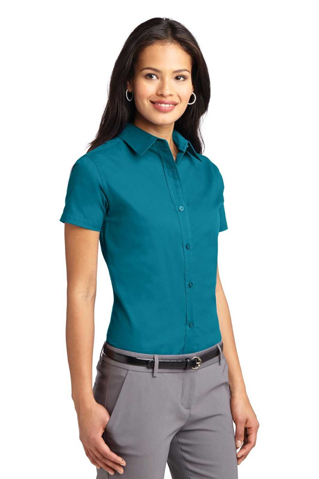 Port Authority L508 Ladies Short Sleeve Easy Care Shirt - Teal Green - HIT a Double - 4