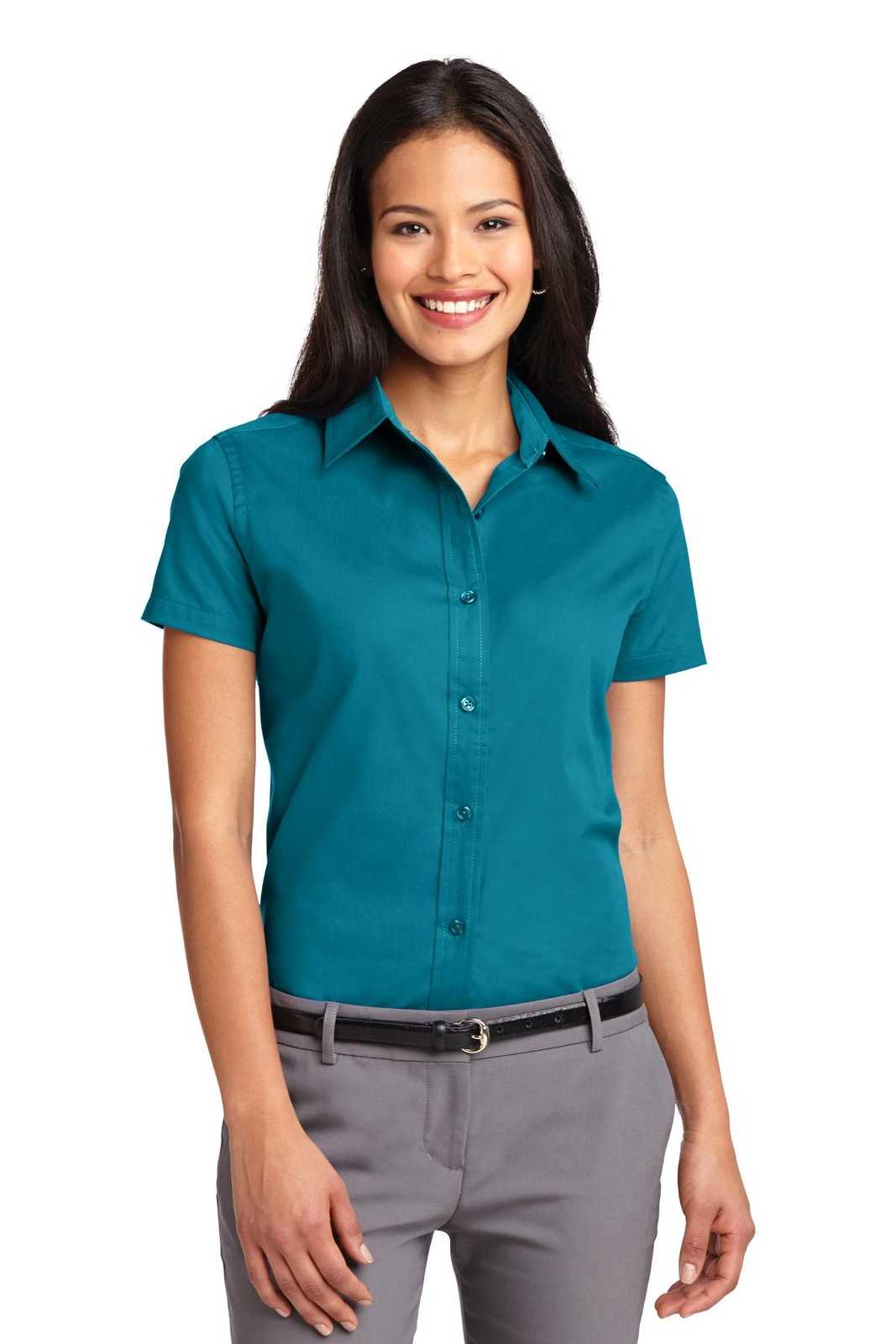 Port Authority L508 Ladies Short Sleeve Easy Care Shirt - Teal Green - HIT a Double - 1