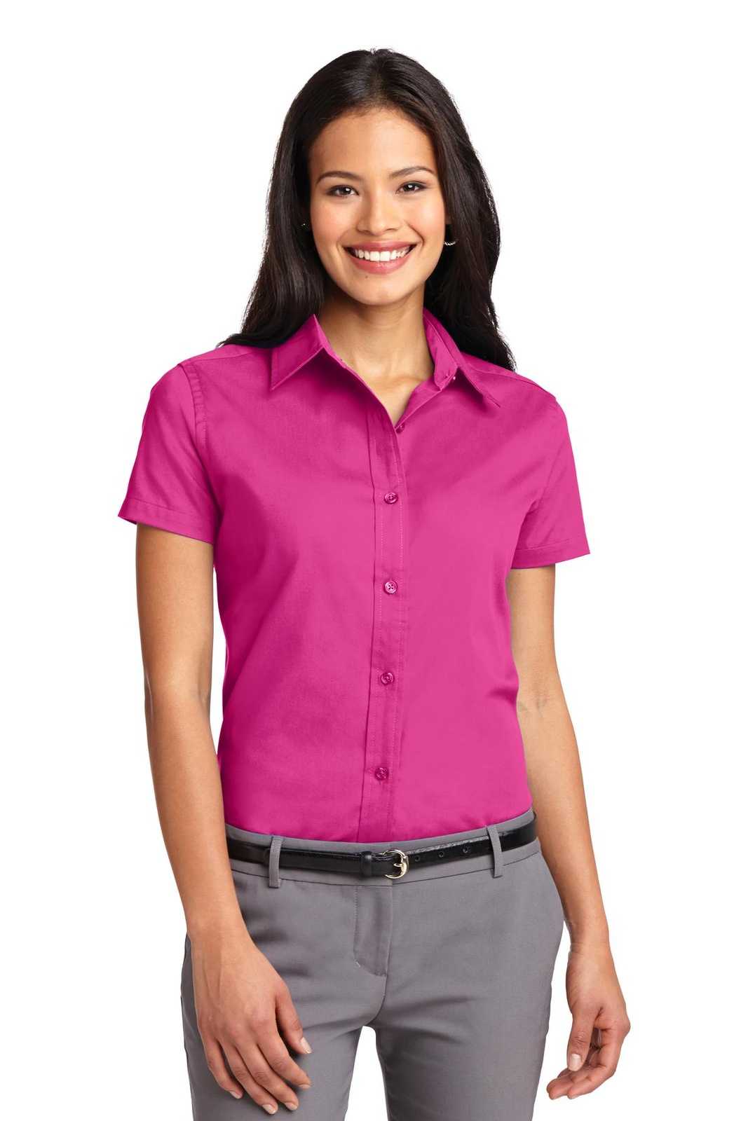 Port Authority L508 Ladies Short Sleeve Easy Care Shirt - Tropical Pink - HIT a Double - 1