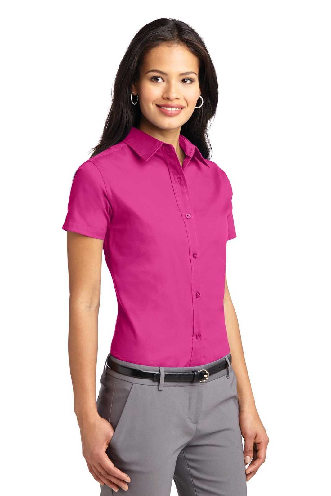 Port Authority L508 Ladies Short Sleeve Easy Care Shirt - Tropical Pink - HIT a Double - 4