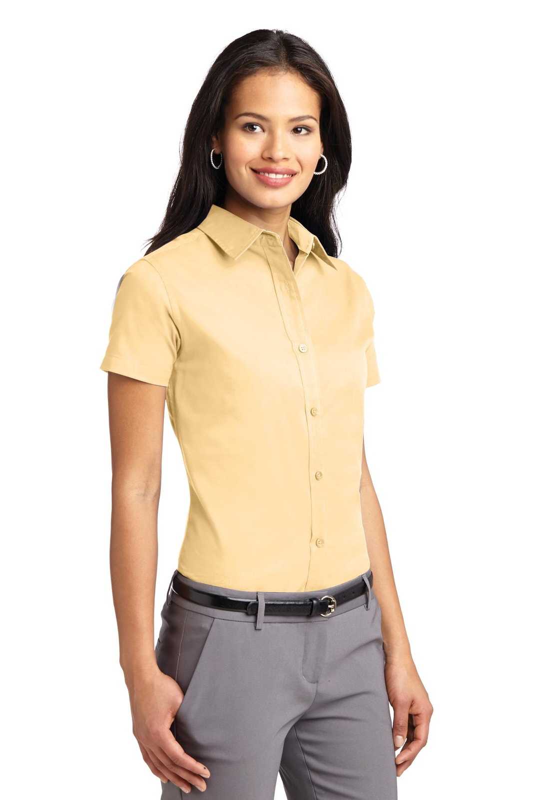 Port Authority L508 Ladies Short Sleeve Easy Care Shirt - Yellow - HIT a Double - 4