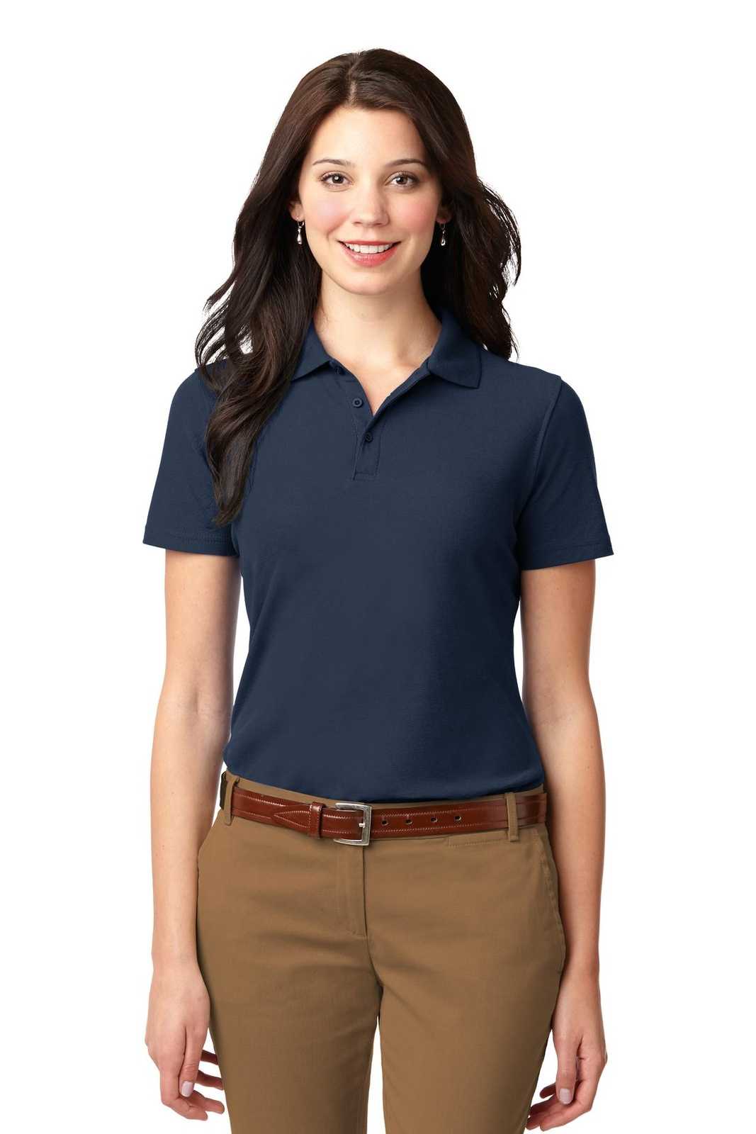 Port Authority L510 Ladies Stain-Resistant Polo - Navy - HIT a Double - 1