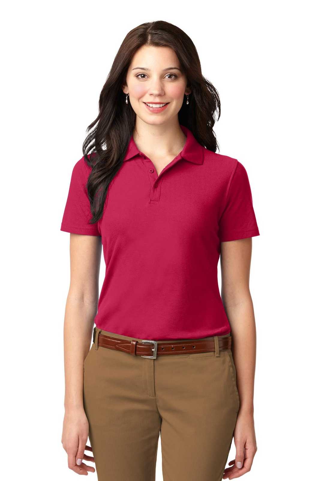 Port Authority L510 Ladies Stain-Resistant Polo - Red - HIT a Double - 1